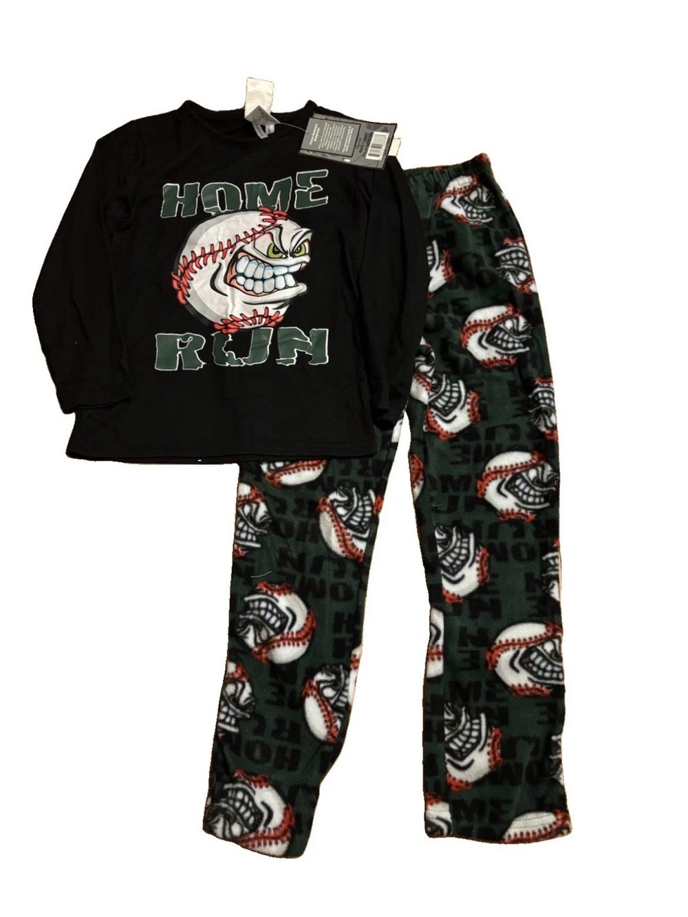 Seven Apparel Little Boys Plush Long Sleeve Baseball Graphic Pajama Set - Size 4